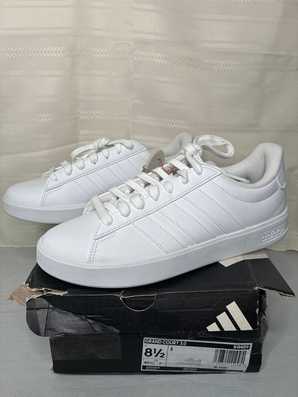 Adidas Grand Court 3.0 Sneakers White Womens Size 8.5 Cloudfoam